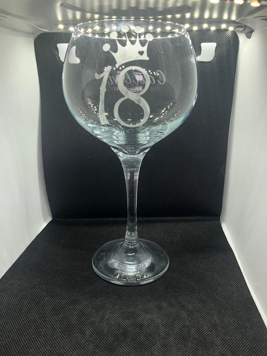 18th Birthday Etched Gin Glass